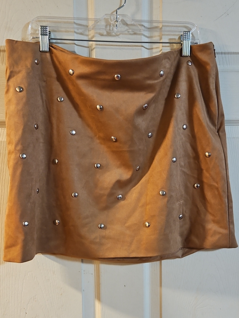FUTURE COLLECTIVE STUDDED SKIRT: COGNAC BROWN: NEW WITH TAGS: SIZE 16
